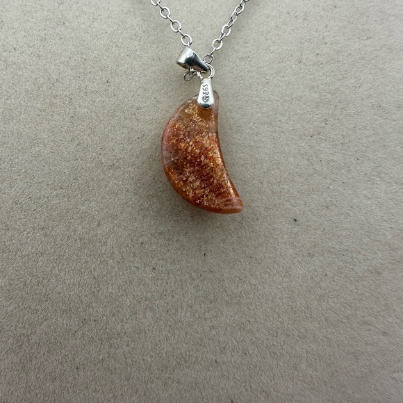 Sunstone Crescent Moon Pendant Necklace - Picture 8 of 13